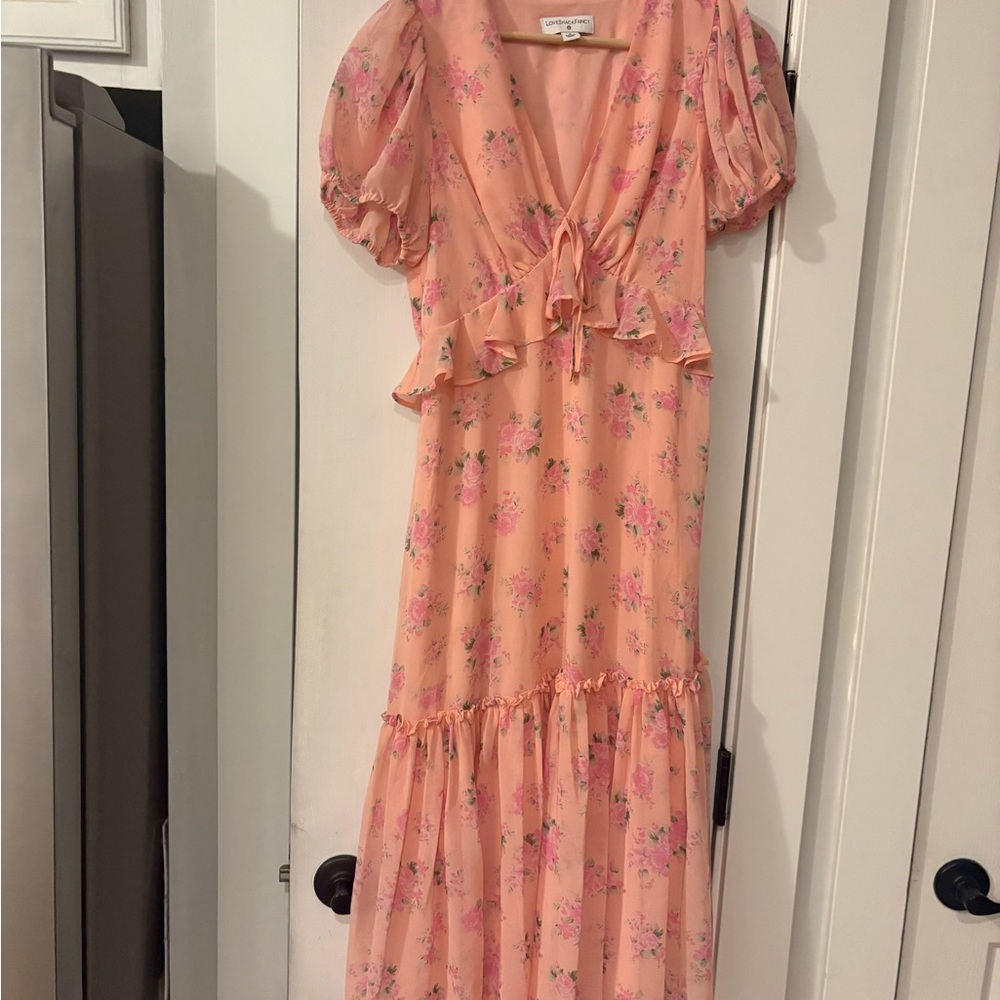 LoveShackFancy Peach Floral Dress